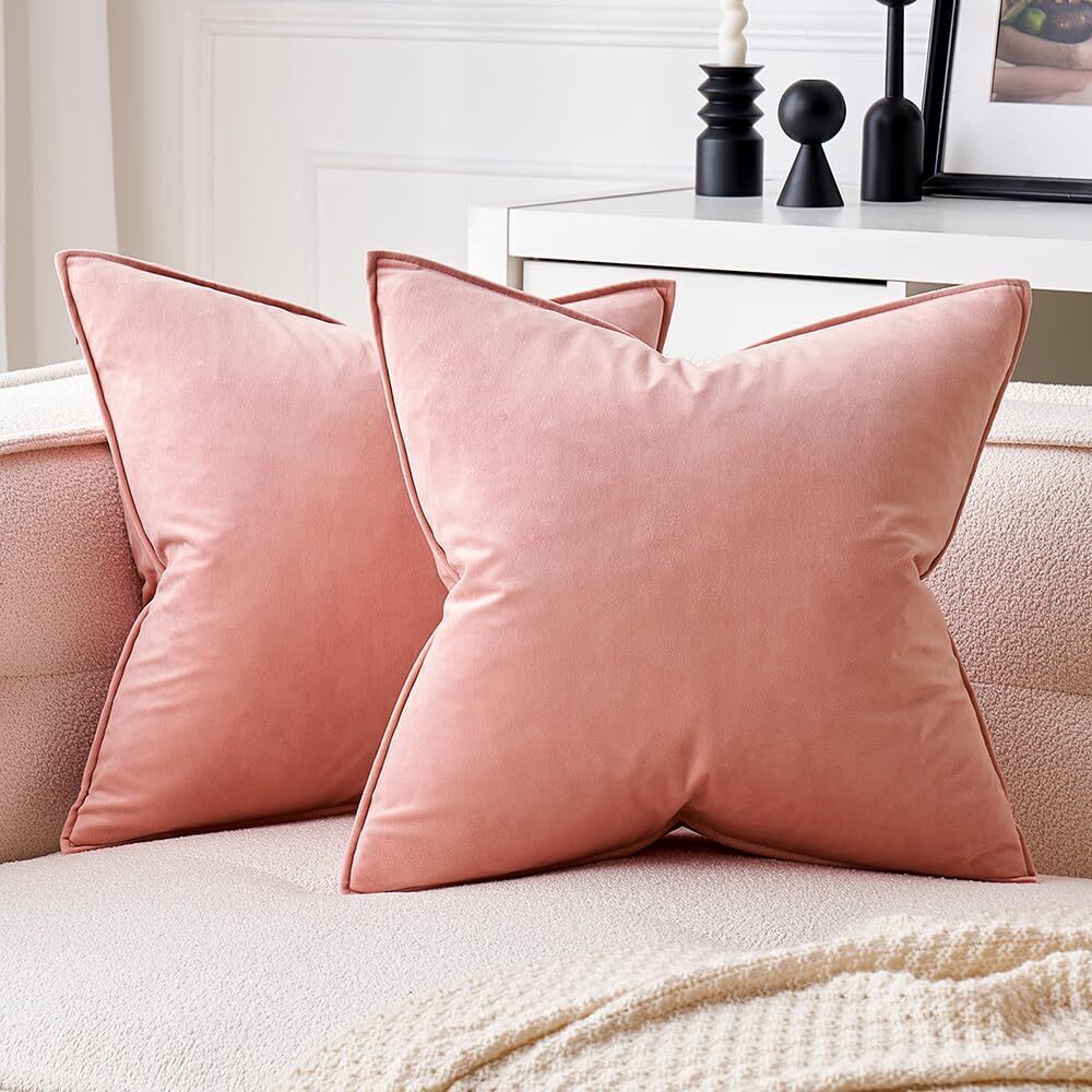 5958 Pack of 2 Decorative Velvet Throw Pillow Covers Soft Dark Pink Pillow